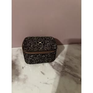 NWT KATE SPADE ODETTE BLACK GLITTER TRAVEL JEWELRY BOX TRAVEL CASE